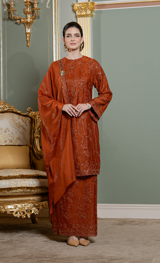 Gleam Kurung in Brick Orange
