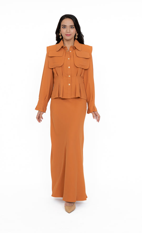 Kepong Flared Skirt in Cream Orange