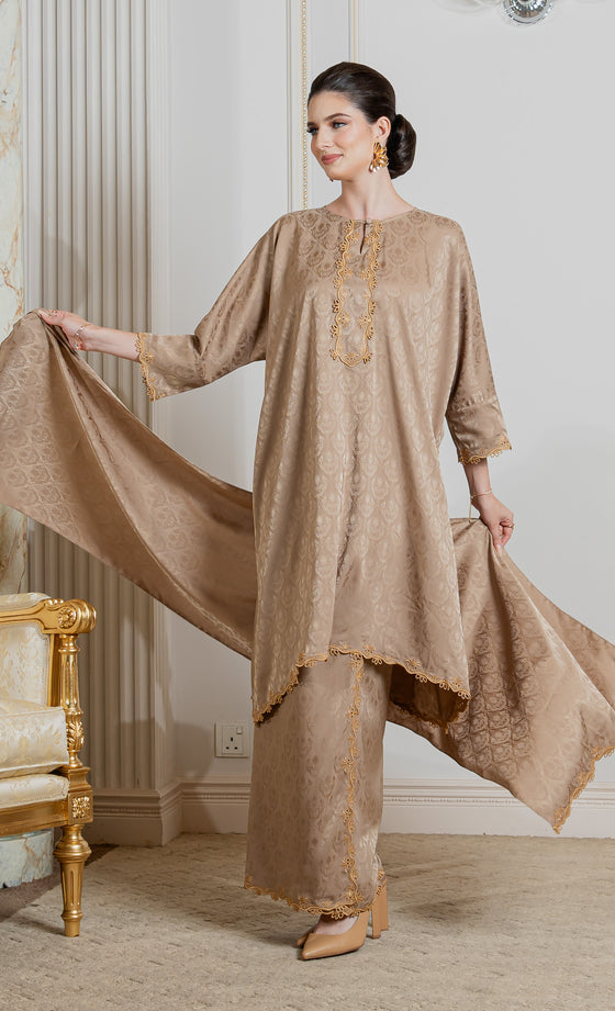 Miss Innate Kurung in Golden Brown