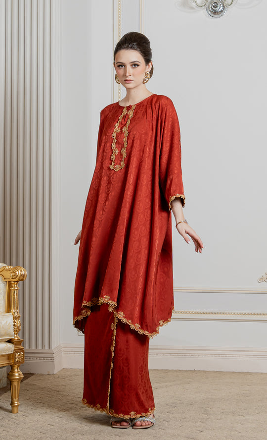 Miss Innate Kurung in Rust Orange