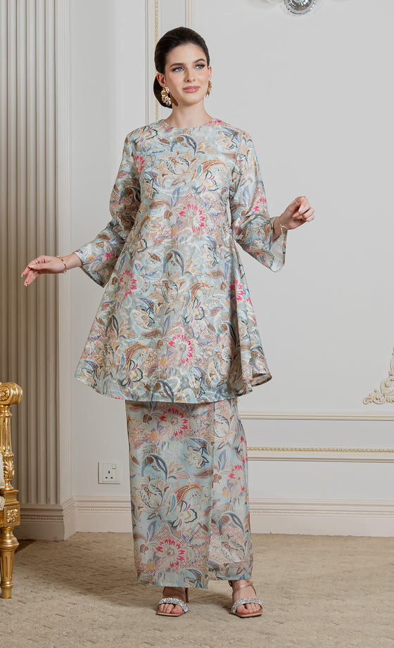 Flourish Kurung in Misty Blue