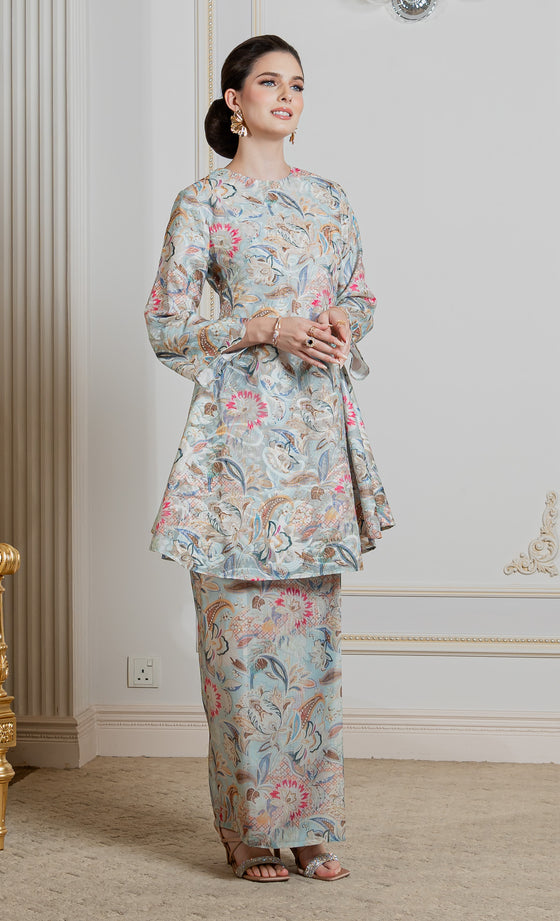 Flourish Kurung in Misty Blue