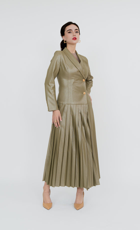 Pavilion Long Blazer in Bronze Green