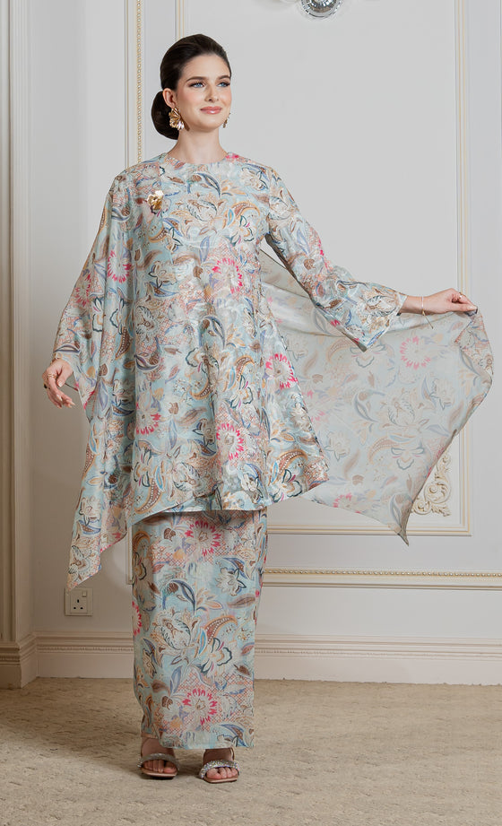 Flourish Kurung in Misty Blue