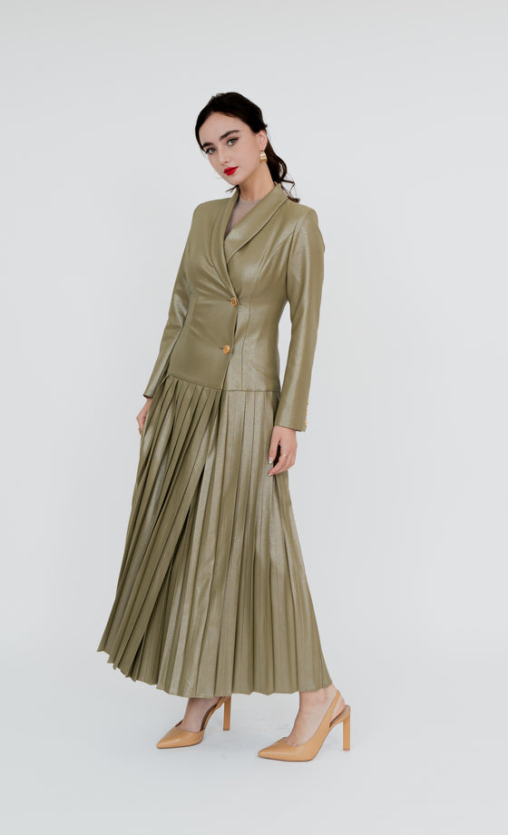 Pavilion Long Blazer in Bronze Green