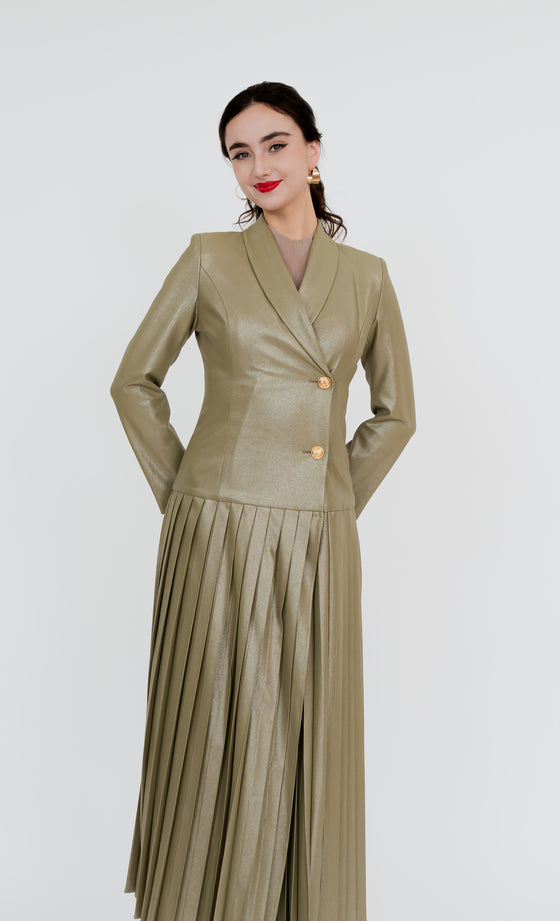 Pavilion Long Blazer in Bronze Green