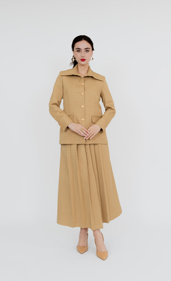 Parlimen Shirt and Skirt in Beige