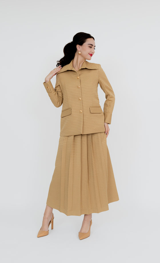 Parlimen Shirt and Skirt in Beige