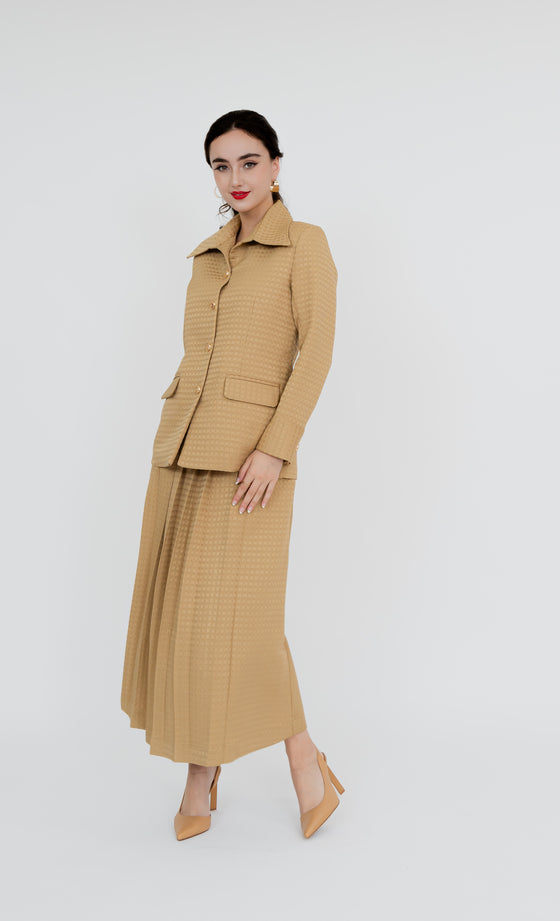 Parlimen Shirt and Skirt in Beige