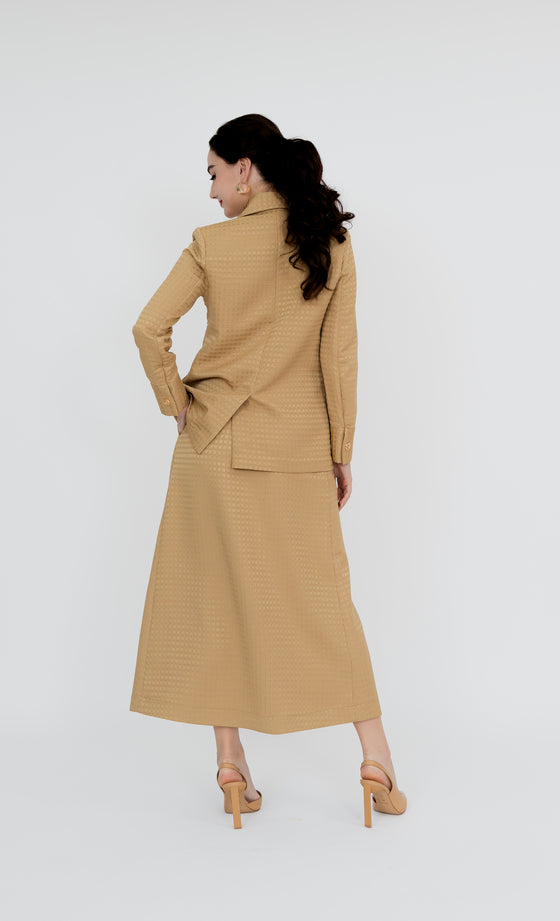 Parlimen Shirt and Skirt in Beige