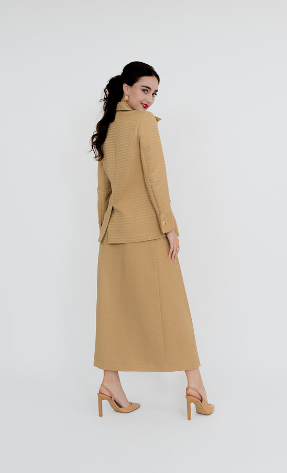 Parlimen Shirt and Skirt in Beige