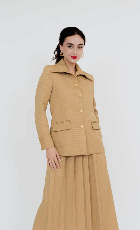 Parlimen Shirt and Skirt in Beige