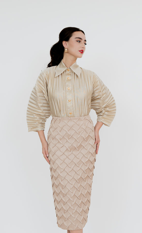 Bukit Nenas Pencil Skirt in Champagne