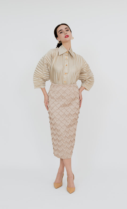 Bukit Nenas Pencil Skirt in Champagne
