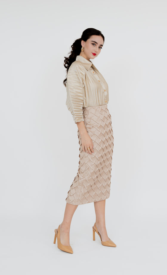 Bukit Nenas Pencil Skirt in Champagne