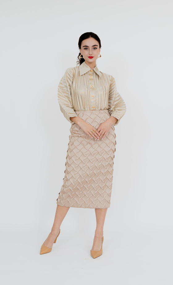 Bukit Nenas Pencil Skirt in Champagne