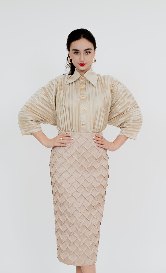 Bukit Nenas Pencil Skirt in Champagne