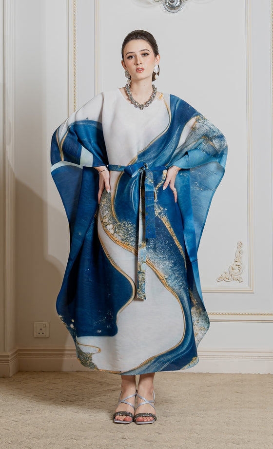 Miss Serene Caftan in Marble Blue