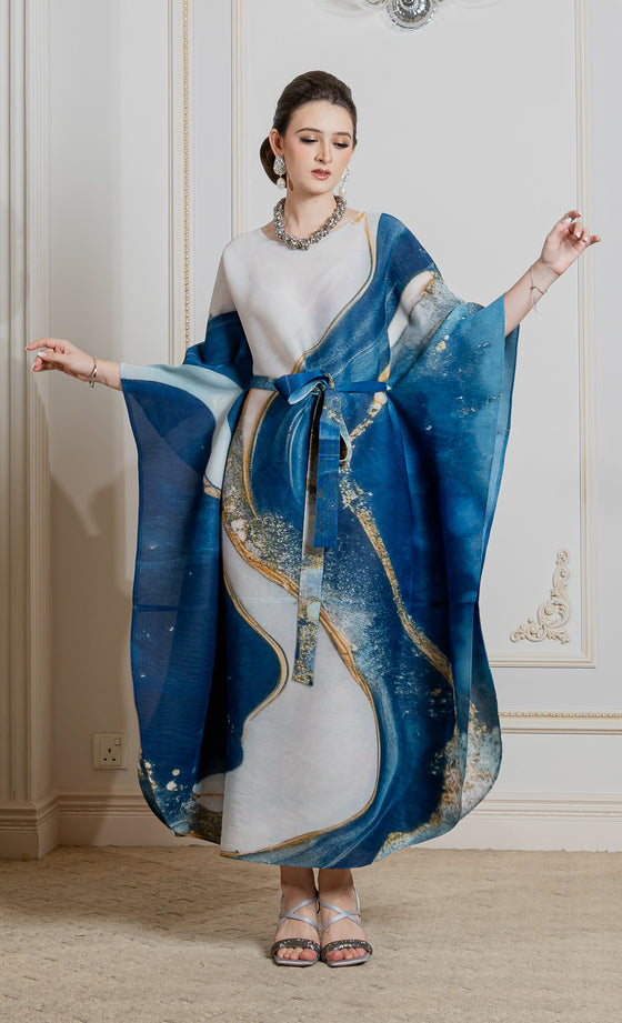 Miss Serene Caftan in Marble Blue