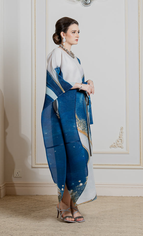 Miss Serene Caftan in Marble Blue