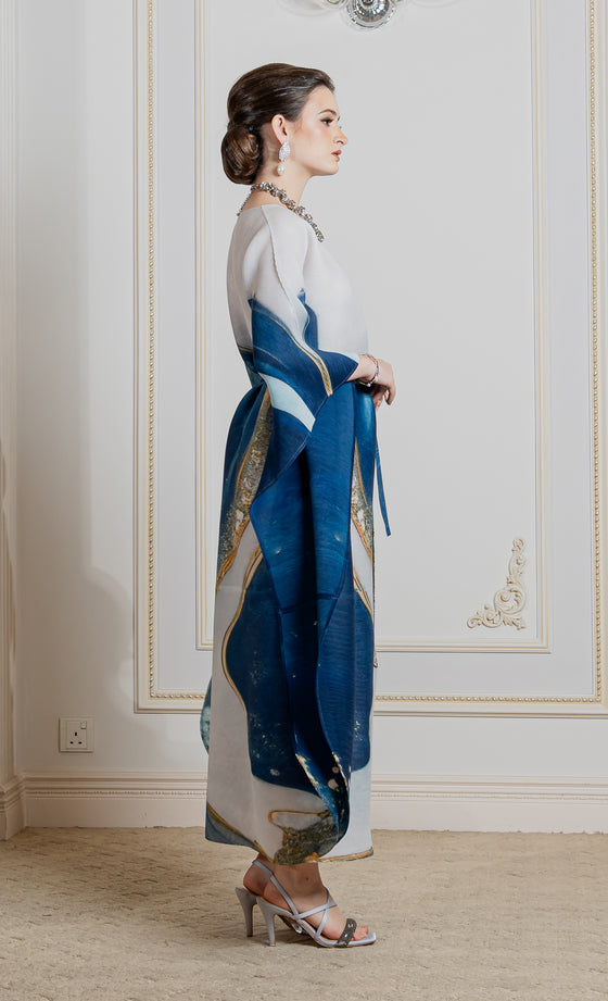 Miss Serene Caftan in Marble Blue