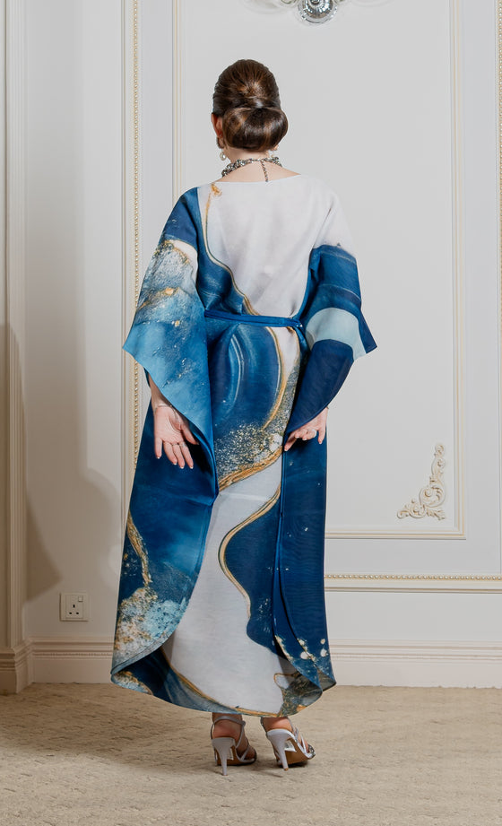 Miss Serene Caftan in Marble Blue