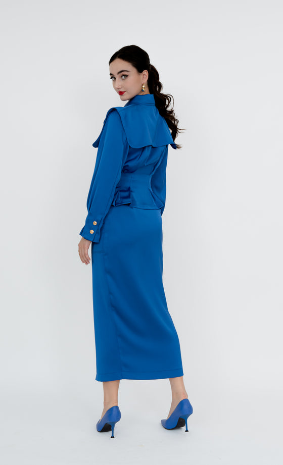 Kepong Shirt and Skirt in Electric Blue