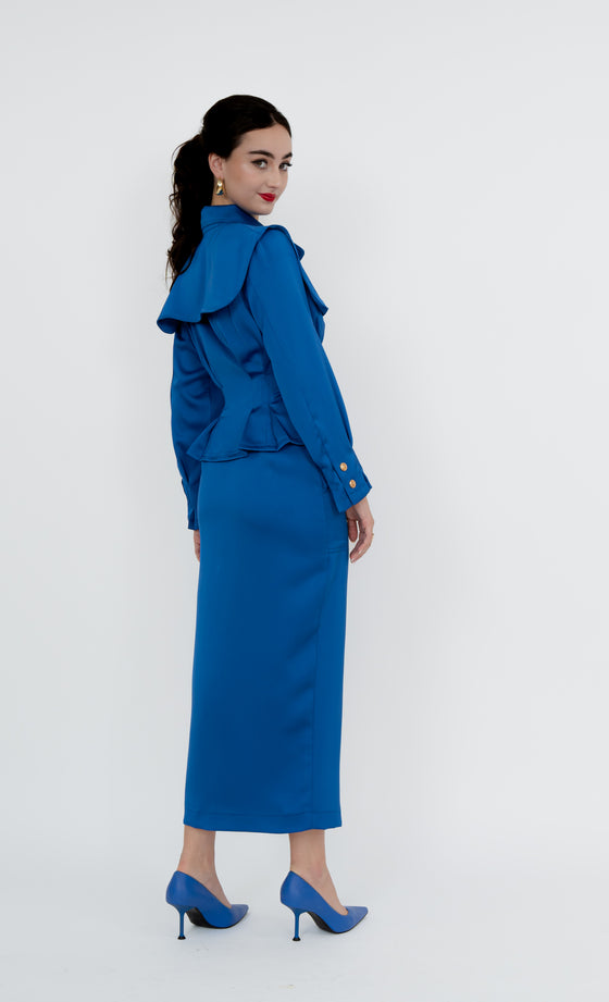 Kepong Shirt and Skirt in Electric Blue