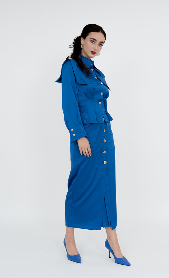 Kepong Shirt and Skirt in Electric Blue