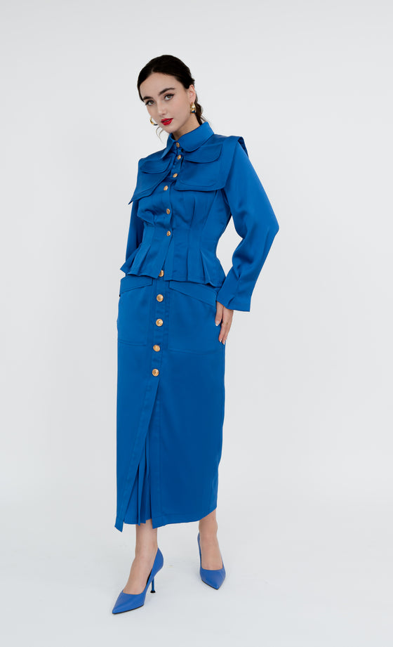 Kepong Shirt and Skirt in Electric Blue