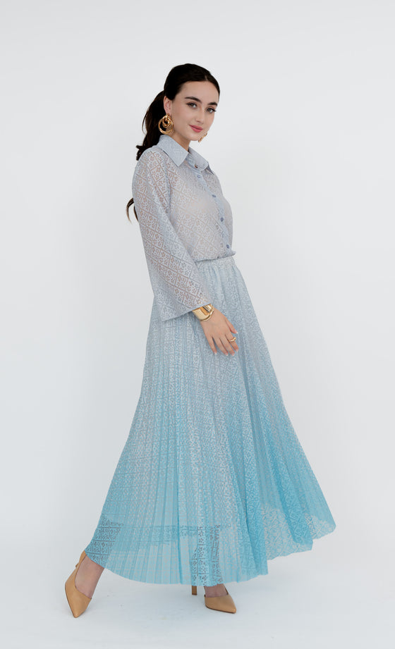 Perdana Botanical Skirt In Ocean Blue