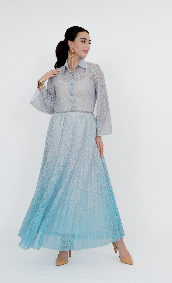 Perdana Botanical Skirt In Ocean Blue