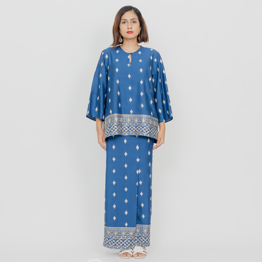 Regent Kurung Kedah in Navy Blue