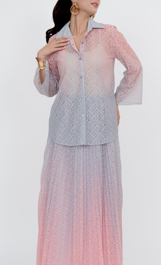 Perdana Botanical Shirt in Ocean Pink