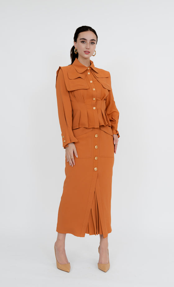 Kepong Shirt and Skirt in Dusty Orange