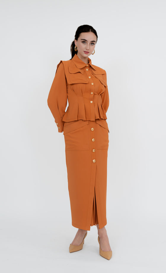 Kepong Shirt and Skirt in Dusty Orange