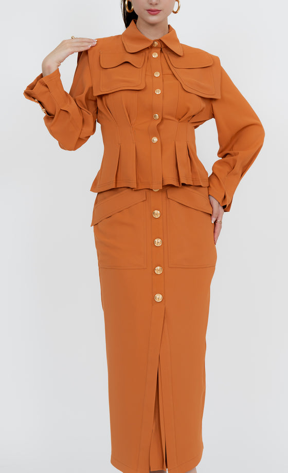 Kepong Shirt and Skirt in Dusty Orange