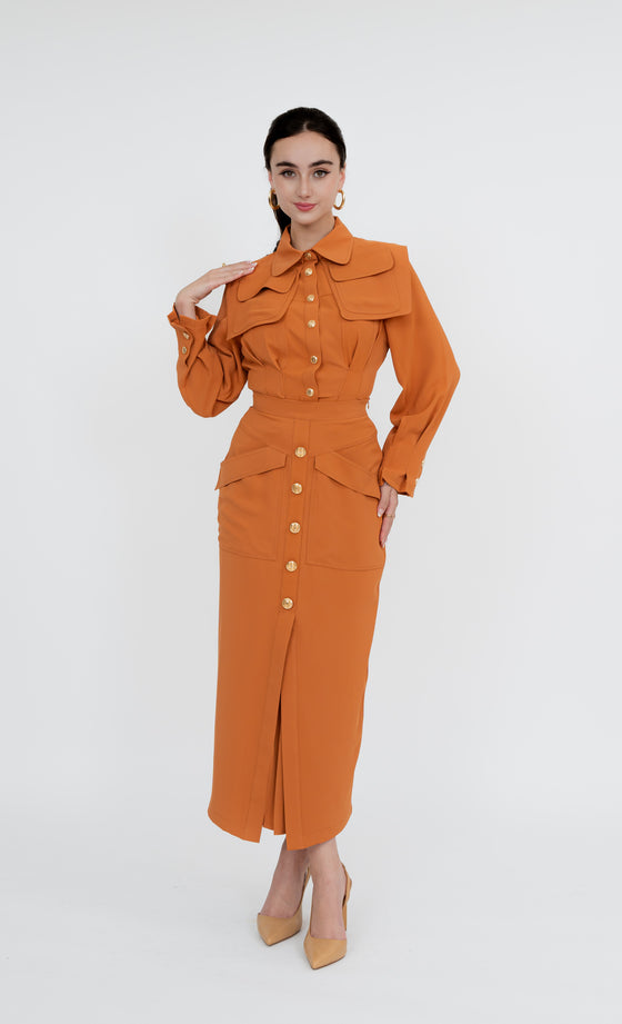 Kepong Shirt and Skirt in Dusty Orange