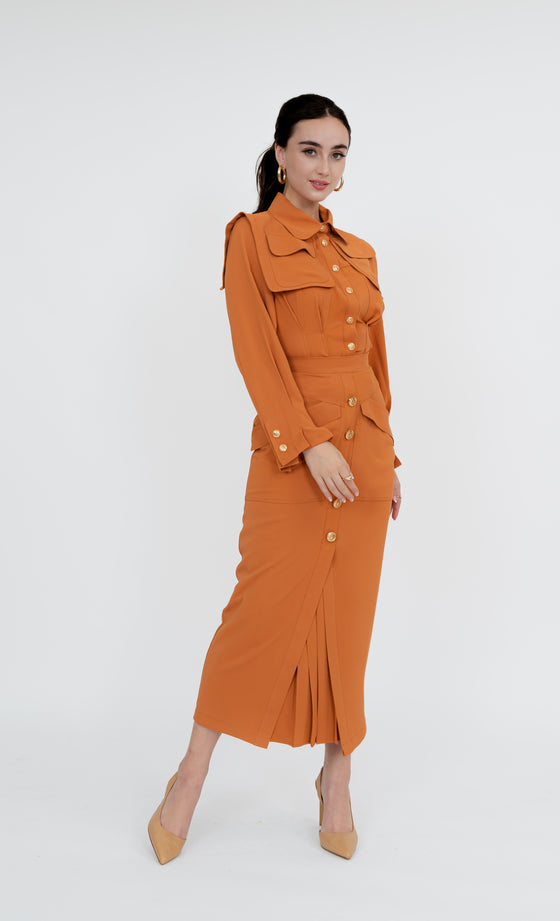 Kepong Shirt and Skirt in Dusty Orange