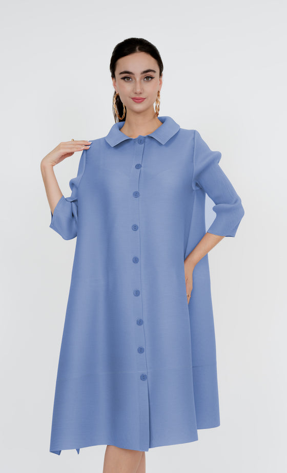 Gombak Long Shirt in Cerulean Blue