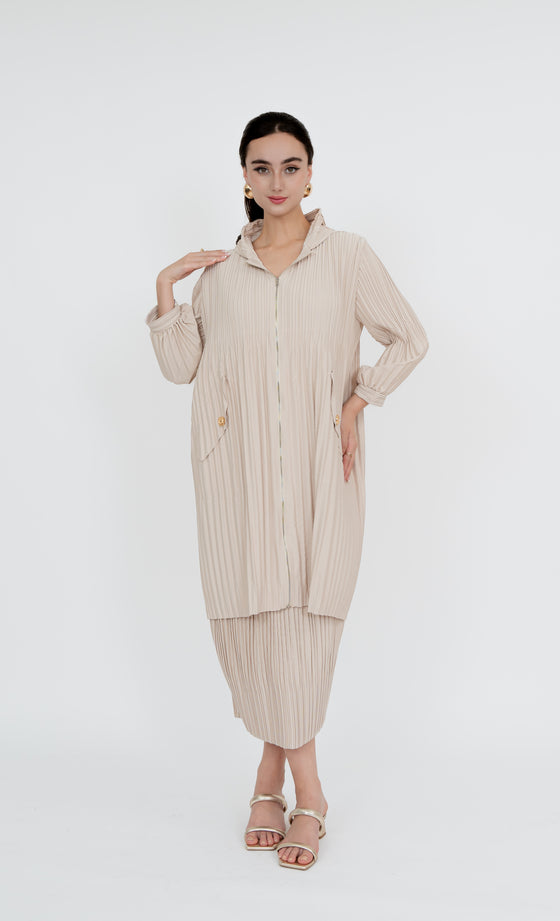 Damansara Long Parka and Skirt in Cream