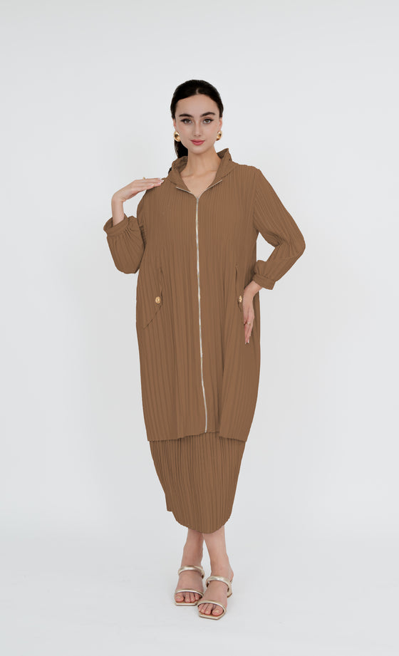 Damansara Long Parka and Skirt in Burro Brown