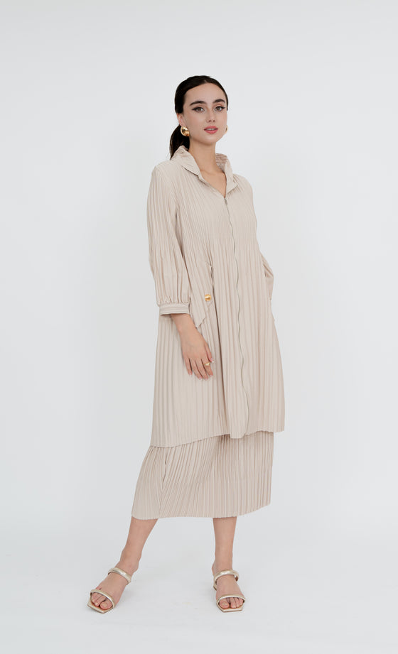 Damansara Long Parka and Skirt in Cream