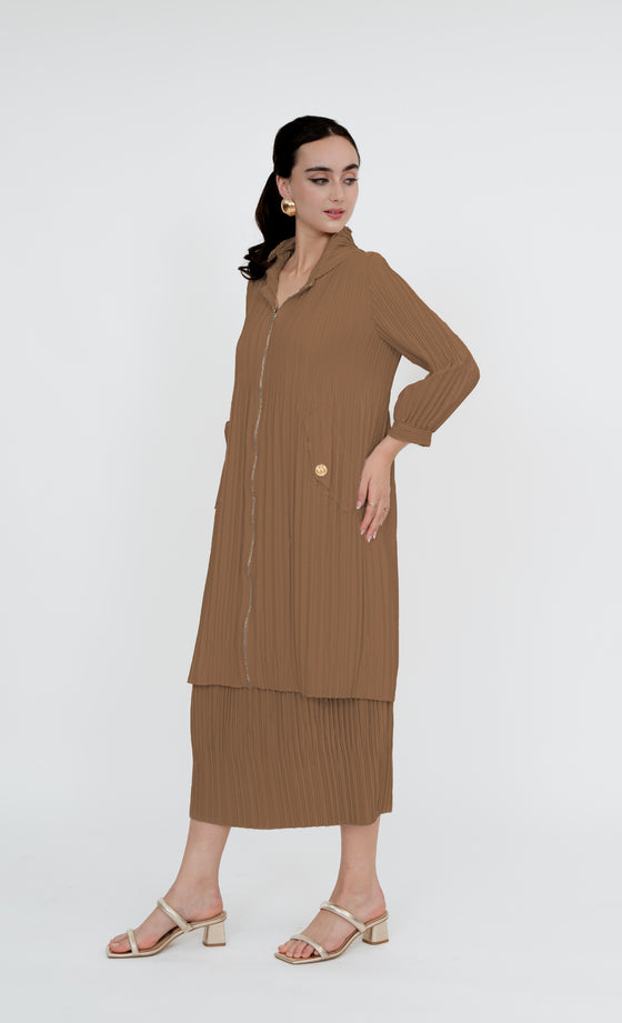 Damansara Long Parka and Skirt in Burro Brown