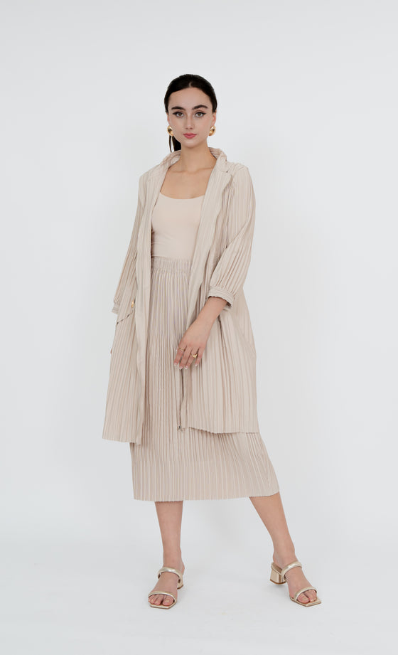 Damansara Long Parka and Skirt in Cream