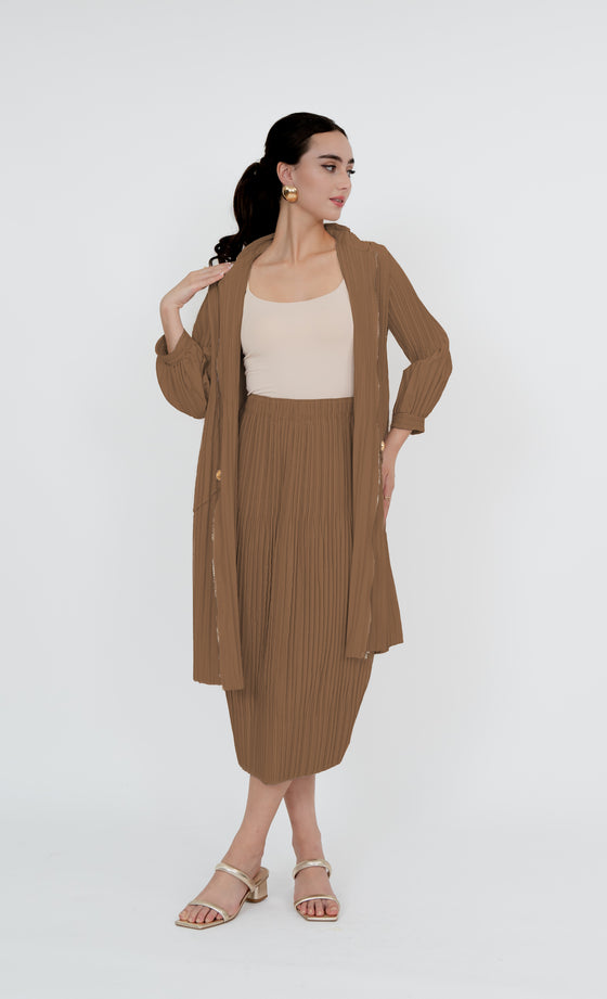 Damansara Long Parka and Skirt in Burro Brown