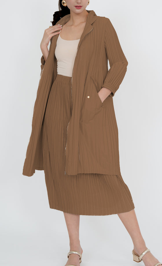 Damansara Long Parka and Skirt in Burro Brown