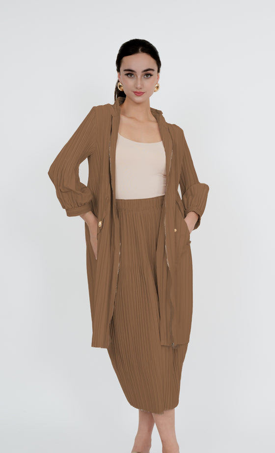 Damansara Long Parka and Skirt in Burro Brown