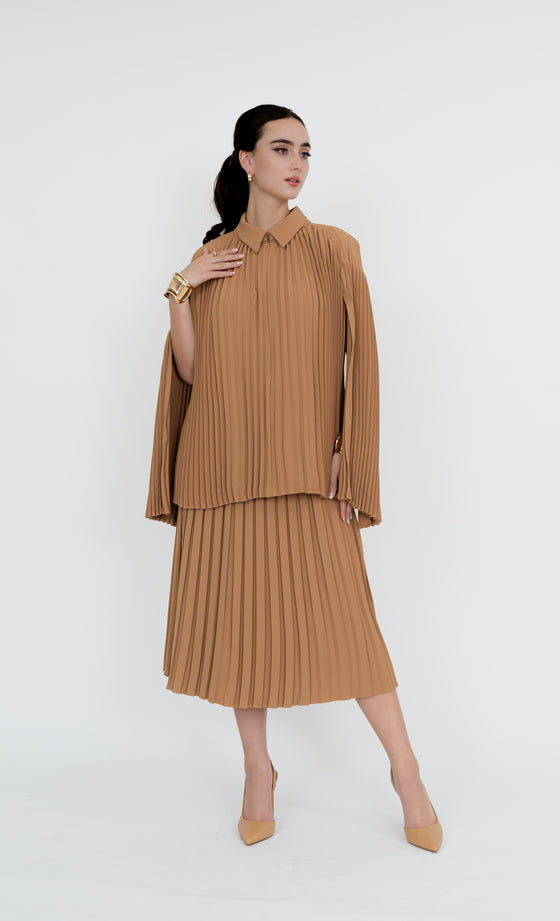 Bangsar Top and Skirt in Tawny Brown