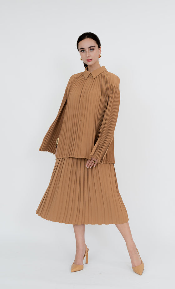 Bangsar Top and Skirt in Tawny Brown